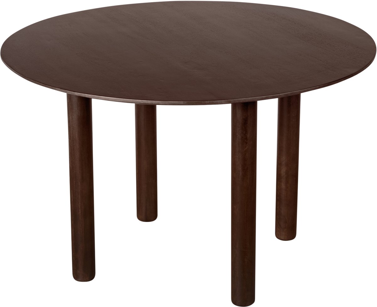 Lewis & Loft Eettafel Lian - Rond ⌀120 cm - FSC®-gecertificeerd mangohout - Walnoot bruin