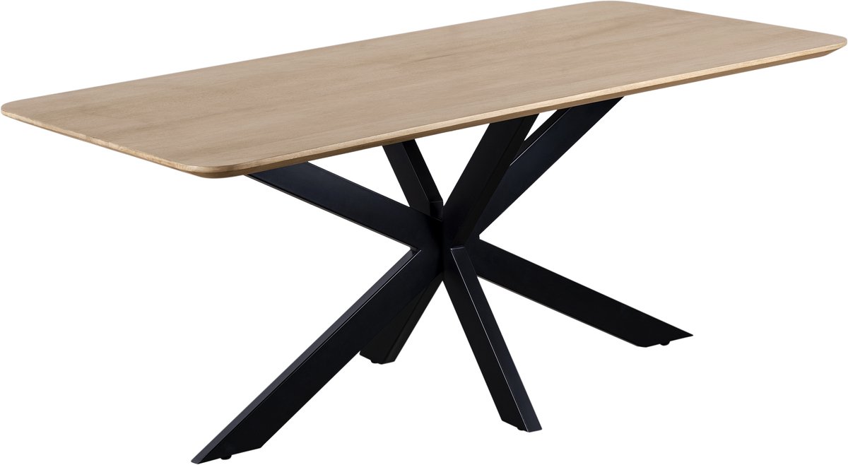 QUVIO Eettafel Sofia - Rechthoekig - Stalen kruispoot - FSC®-gecertificeerd mangohout - 18