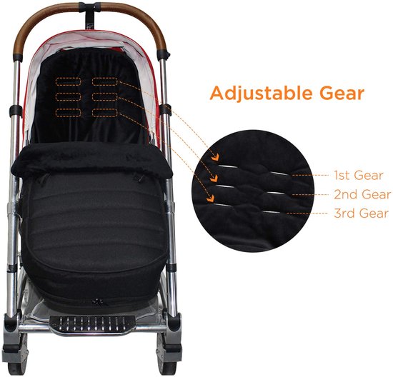 Ibenzoa® Warme en Waterdichte Voetenzak voor Kinderwagen en Buggy in Zwart — afbeelding 5