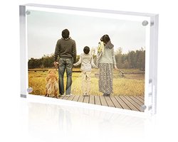 Sezanrpt Acryl fotolijst, 10 x 15 cm, heldere fotoweergave, magnetische fotolijst, 10 x 15 cm, dubbelzijdig frameloos bureaufotolijst voor kantoor