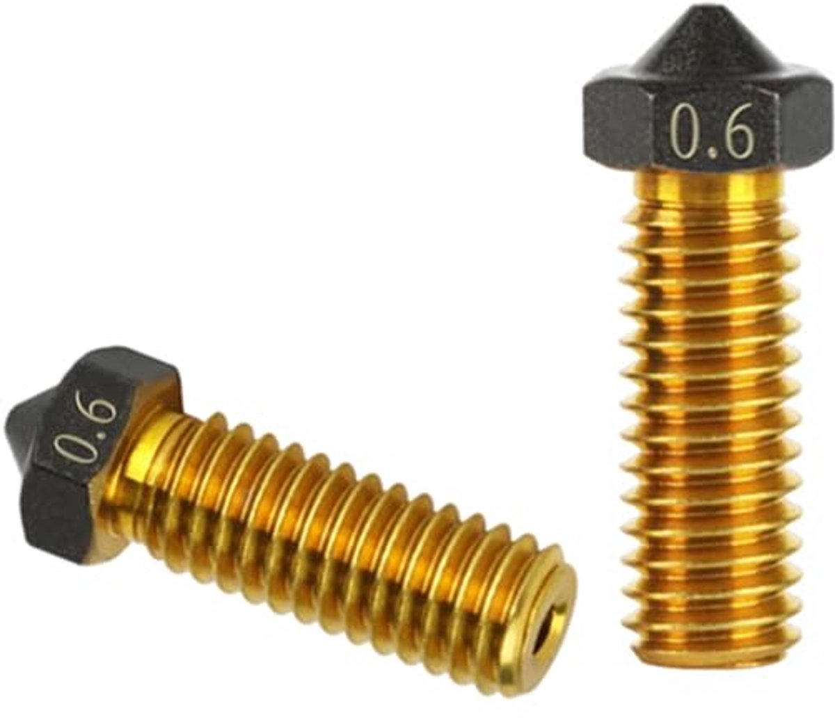3D printer reserveonderdelen - 3D Printer Nozzles - 2-delige Vulkanische Messing Nozzles 0,6mm, Zonder Anti-borstkop, Geschikt voor 1,75mm 3D Printers