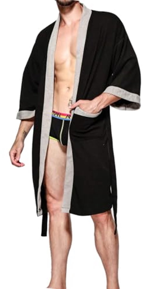 Heren Badjas, van katoen badjassen, lichte ochtendjas, Zomer Lichtgewicht Water-Absorberende Ademende voor Douche Fitness Zwembad Pyjama's Home Kleding