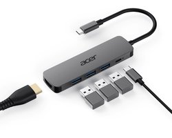 Acer 5-in-1 – Docking Station – Laptop – USB-C – 4K HDMI – Plug & Play – Zilver