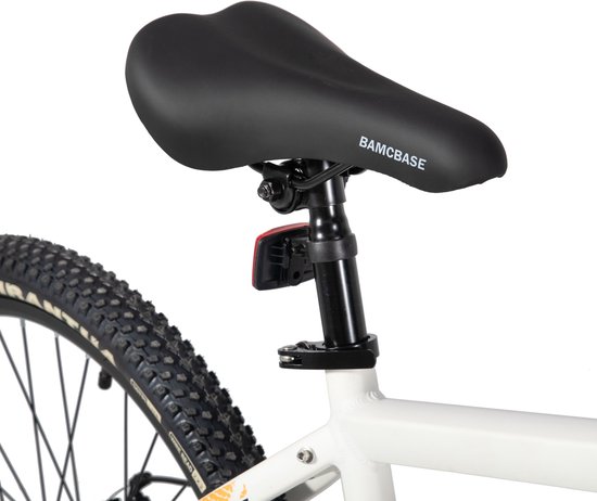 Bamcbase Sedona voorvering mountainbike - 27.5" - aluminium frame - 21 versnellingen - handrem - mechanische schijfremmen - Bell - spatborden - wit - Geschikt voor buitenactiviteiten in de lente van Bamcbase — afbeelding 4