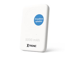 Xtronic Magnetische Powerbank 5000 mAh – Draadloze Powerbank Compatibel met MagSafe – Geschikt voor iPhone – Compact & Lichtgewicht – USB-C Input/Output – Wit