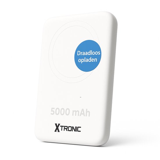 Xtronic Magnetische Powerbank 5000 mAh – Draadloze Powerbank Compatibel met MagSafe – Geschikt voor iPhone – Compact & Lichtgewicht – USB-C Input/Output – Wit