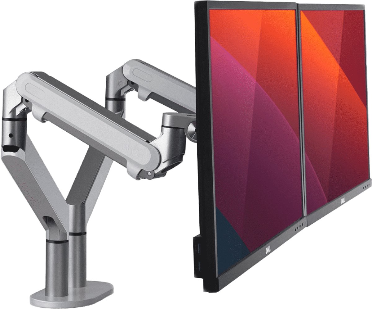 Alberenz® Dubbele Monitor Arm Zilver - Monitor Beugel met Gasveer - Monitorarm 2 schermen - Ergonomisch Ontwerp - Twee monitoren - Makkelijk Verstelbaar - Monitorbeugel