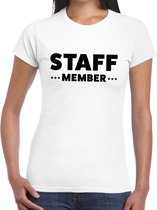 Staff member / personeel tekst t-shirt wit dames M