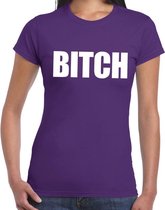 Toppers BITCH tekst t-shirt paars dames - dames fun/feest shirt S
