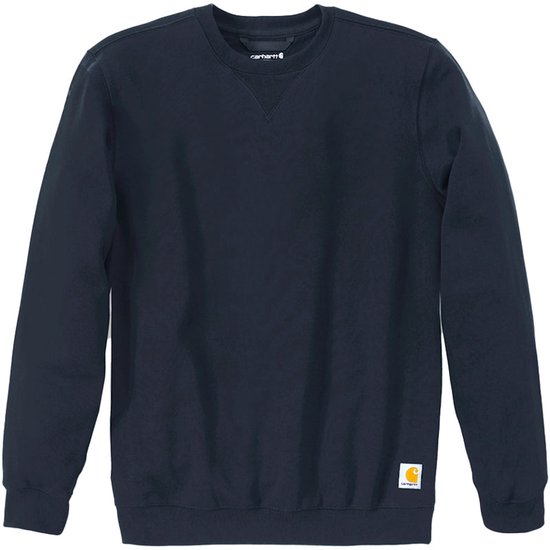 Donkerblauw Carhartt sweatshirt met ronde hals, lange mouwen en een label op de zoom.