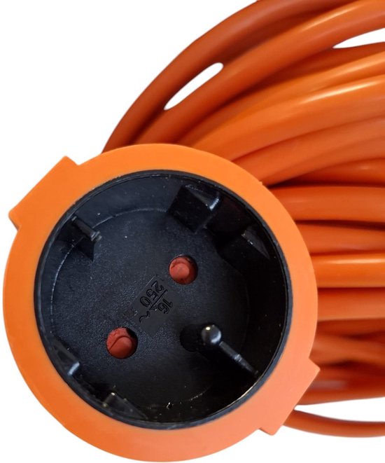 VB Verlengsnoer 20 meter – H05VV-F – 2×1.5mm² – Zonder randaarde – Oranje