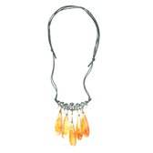 Behave® Ketting zwart met oranje hangers 60 cm - verstelbaar