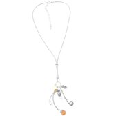 Behave® Dames ketting zilver kleur met hanger met oranje kraal 40 cm