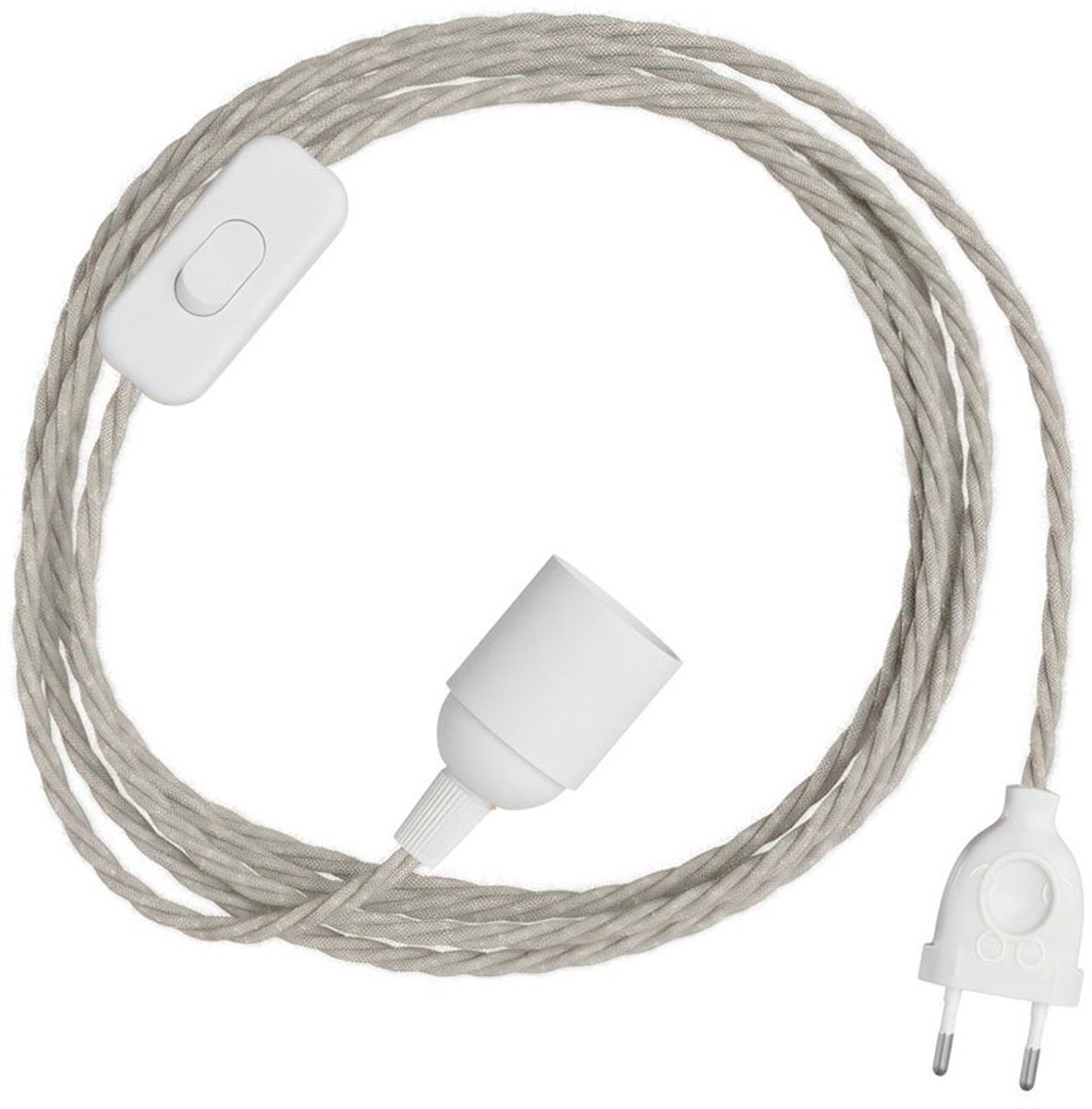Creative Cables Snakebis Twisted E14 Kabelset Met Lamphouder. Stofgebreide Kabel En Stekker Met 2 Pinnen 3 M Transparant