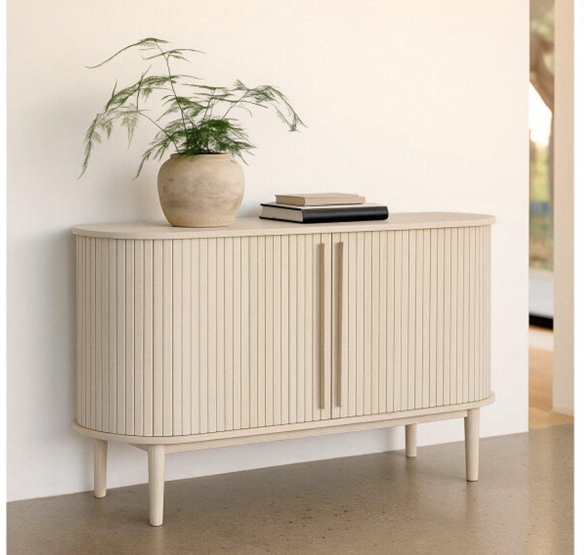 Giga Living Dressoir Meta - eiken & eikenfineer licht naturel - 140x45x76 cm - 2 deuren Wit