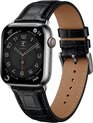 Elysian horlogebandje geschikt voor Apple Watch - Echt Leer - Zwart - 22mm - Quick Release - Verstelbaar - Series 1/2/3/4/5/6/7/8/9/10/11/SE/Ultra(2/3) - Apple Watch Bandje 42/44/45/49mm