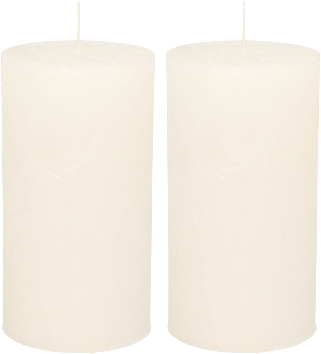 Atmosphera Stompkaars/cilinderkaars - 2x - wit - 7 x 13 cm - rustiek model