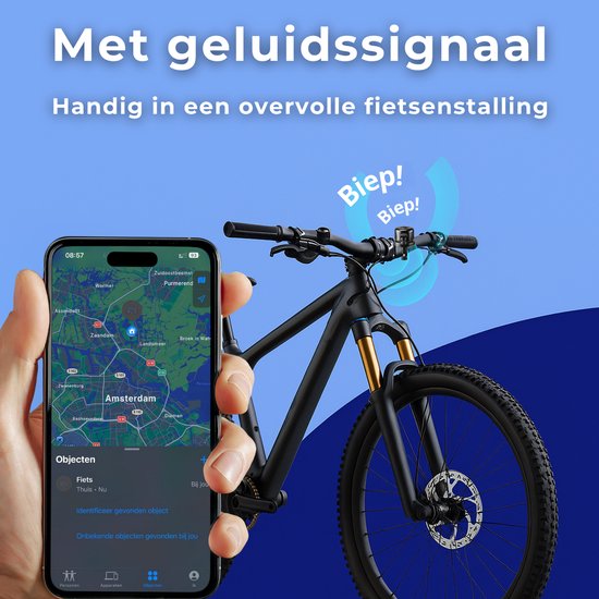 GPS tracker fiets - Werkt met Apple Find My - Zonder abonnement - Fietsbel geschikt voor AirTag - Inclusief Fynda tracker - MFi gecertificeerd - Onbeperkte lokalisering - Met geluidssignaal - Fiets tracker - Anti diefstal - Waterdicht - Zwart