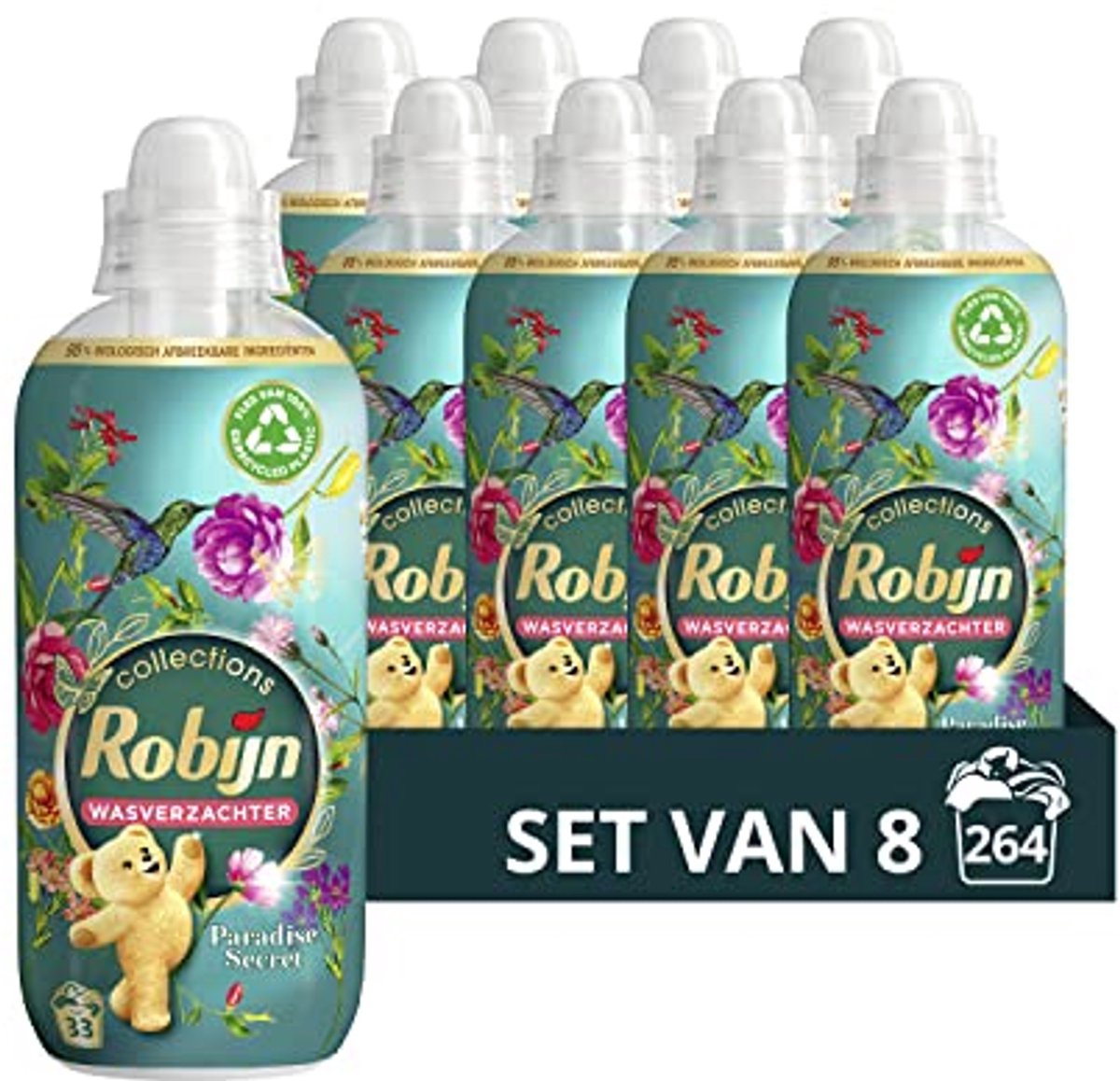 Robijn Collections Paradise Secret Fabric Softener, for wonderfully soft laundry with improved fragrance experience - 8 x 33 washes - Value Pack