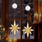 Sander Shop 10 étoiles LED, lumières de Noël, 2 pièces, fenêtre avec ventouses, blanc chaud, guirlande lumineuse, décoration de Noël, éclairage de fenêtre, perle de lampe, batterie, pour Noël, fête, mariage, décoration de fenêtre