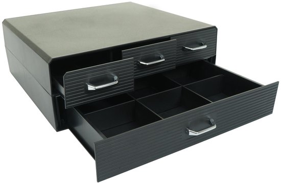 Boîte à tiroirs pour capsules de café/sachets de thé MCW-L99, boîte de rangement avec 4 tiroirs boîte 13x34x31cm