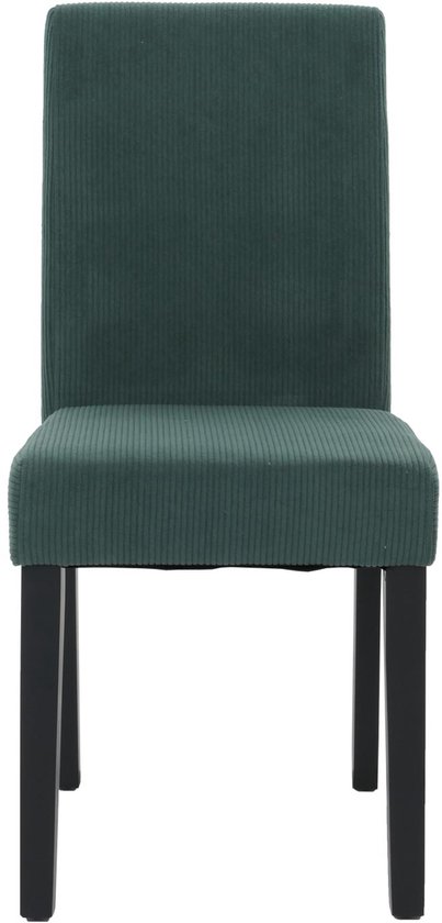 Set de 2 chaises de salle à manger Littau, chaise de cuisine à dossier haut, bois de corde en tissu/textile ~ vert, pieds foncés