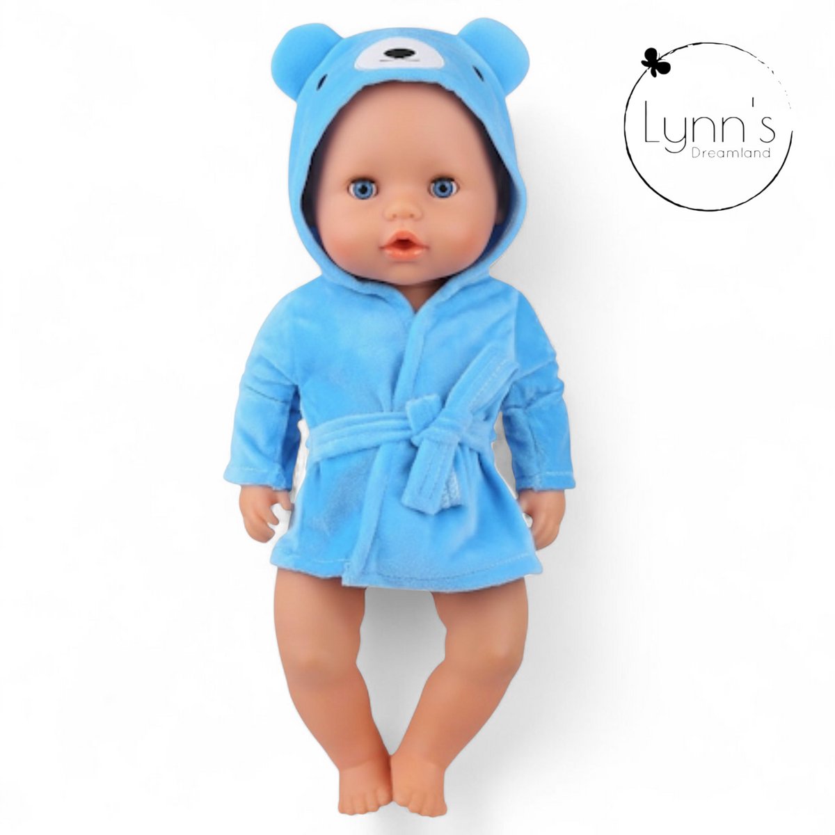 Poppenkleertjes voor babypop 43 cm - Blauwe beer badjas - In cadeauzakje - Poppenkleding geschikt voor o.a. Baby Born pop — afbeelding 10