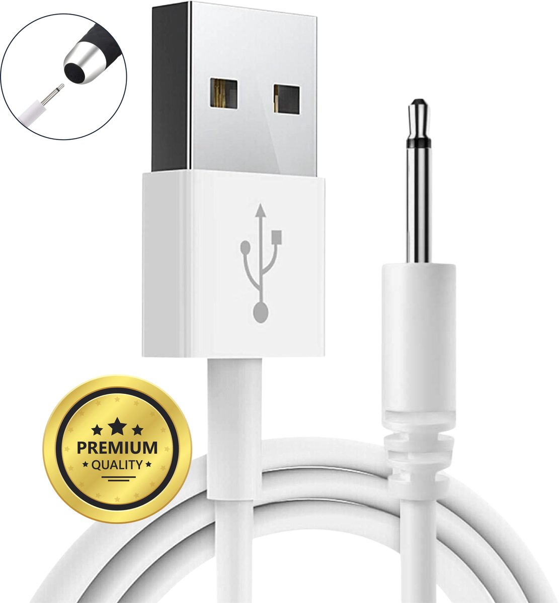 Bol.com DC Kabel - USB naar DC Oplader - USB DC Oplaadkabel 2.5mm - 80cm - Wit aanbieding