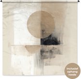 Wandkleed 180x180 cm - Wanddoek Cirkel - Compositie - Diepte - Beige - Wandtapijt - Wandkleden