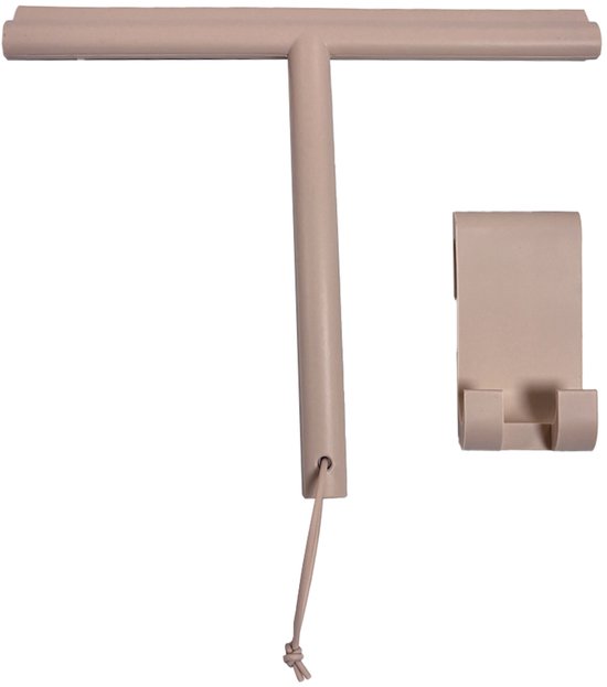 Beige douchewisser met ophanghaakje.