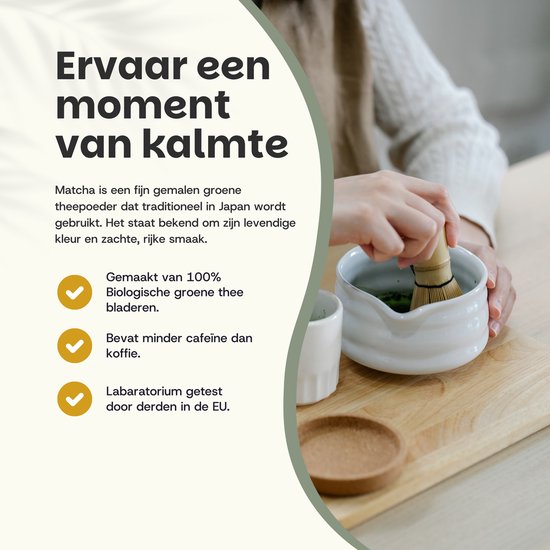 Cupplement Matcha Poeder Biologisch 90 gram - Thee – Detox thee - Energie - Matcha Poeder - Matcha whisk matcha set - 90 dagen voorraad per zakje