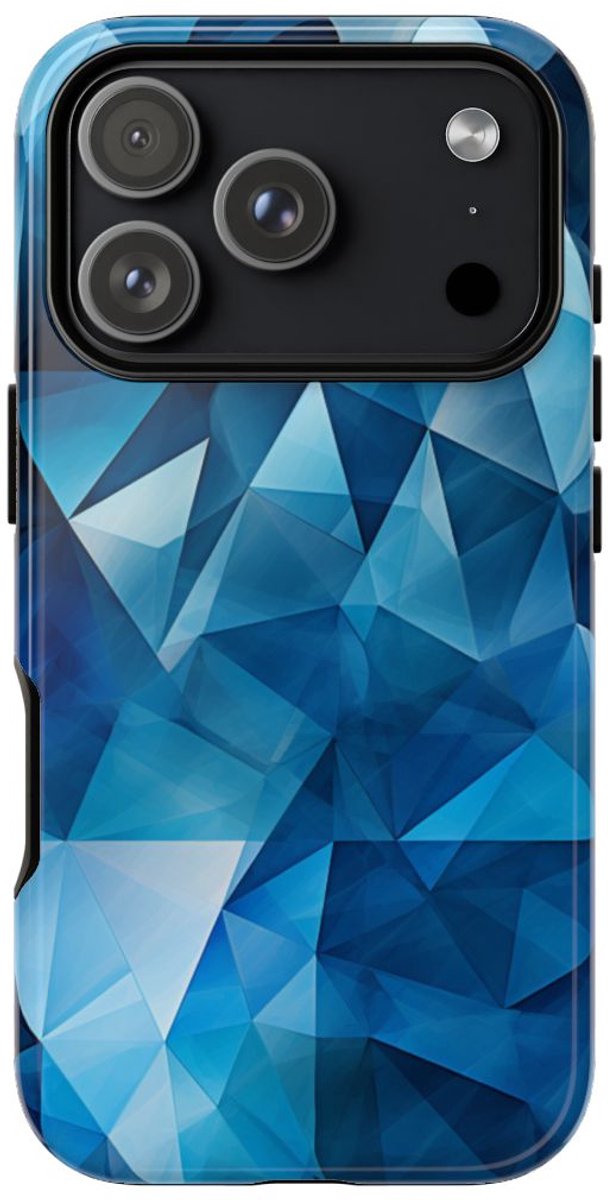 Blauw Geometrisch Driehoekenpatroon – Telefoonhoesje Geschikt voor iPhone 17 Pro