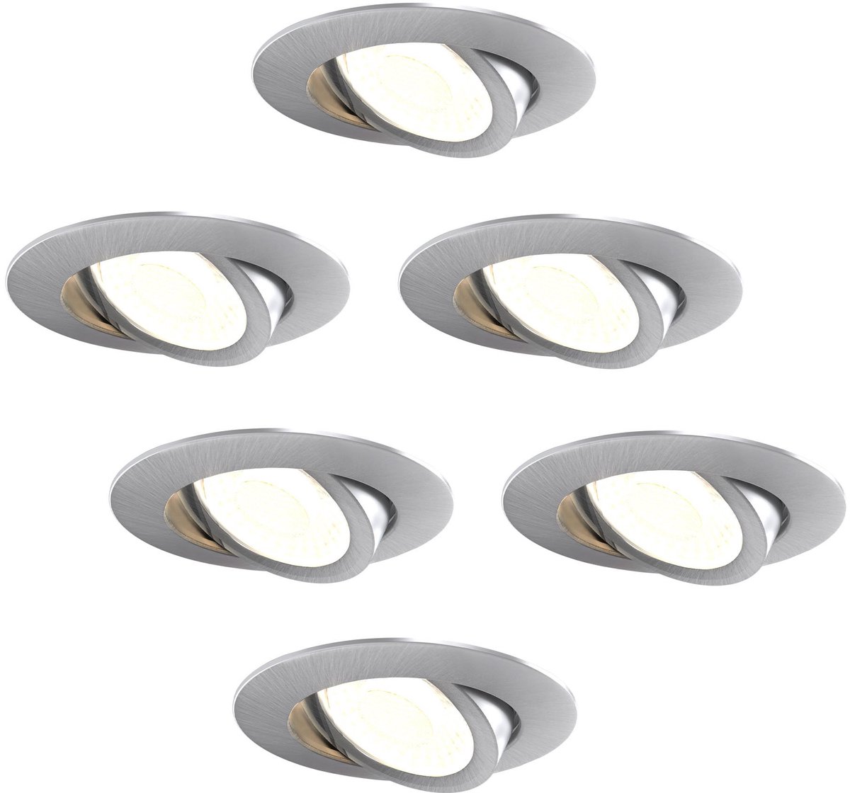 Ledvion – 6x LED Inbouwspot RVS – Dimbaar – CCT – IP65 – Kantelbaar – Aluminium – Badkamer
