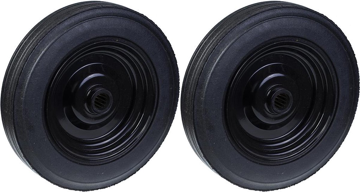 400 mm (16 inch) wiel met rubberen band, geperst stalen hart van 31,8 mm, draagvermogen 1000 kg, set van 2