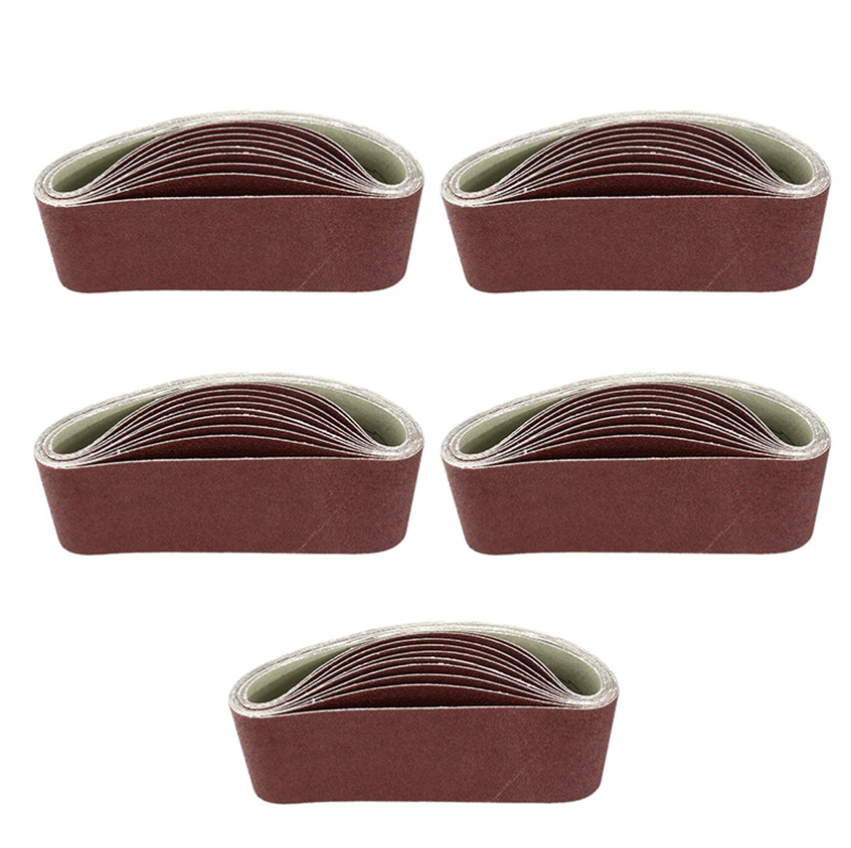 Schuurbanden - 5 Stuks - Bandschuurpapier - Aluminiumoxide - 80/120/150/240/400 Korrels - Schuurpapier voor schuurmachine - Voor bandschuurmachine - Voor het schuren van hout, metaal en verf - 100x915mm - Rood