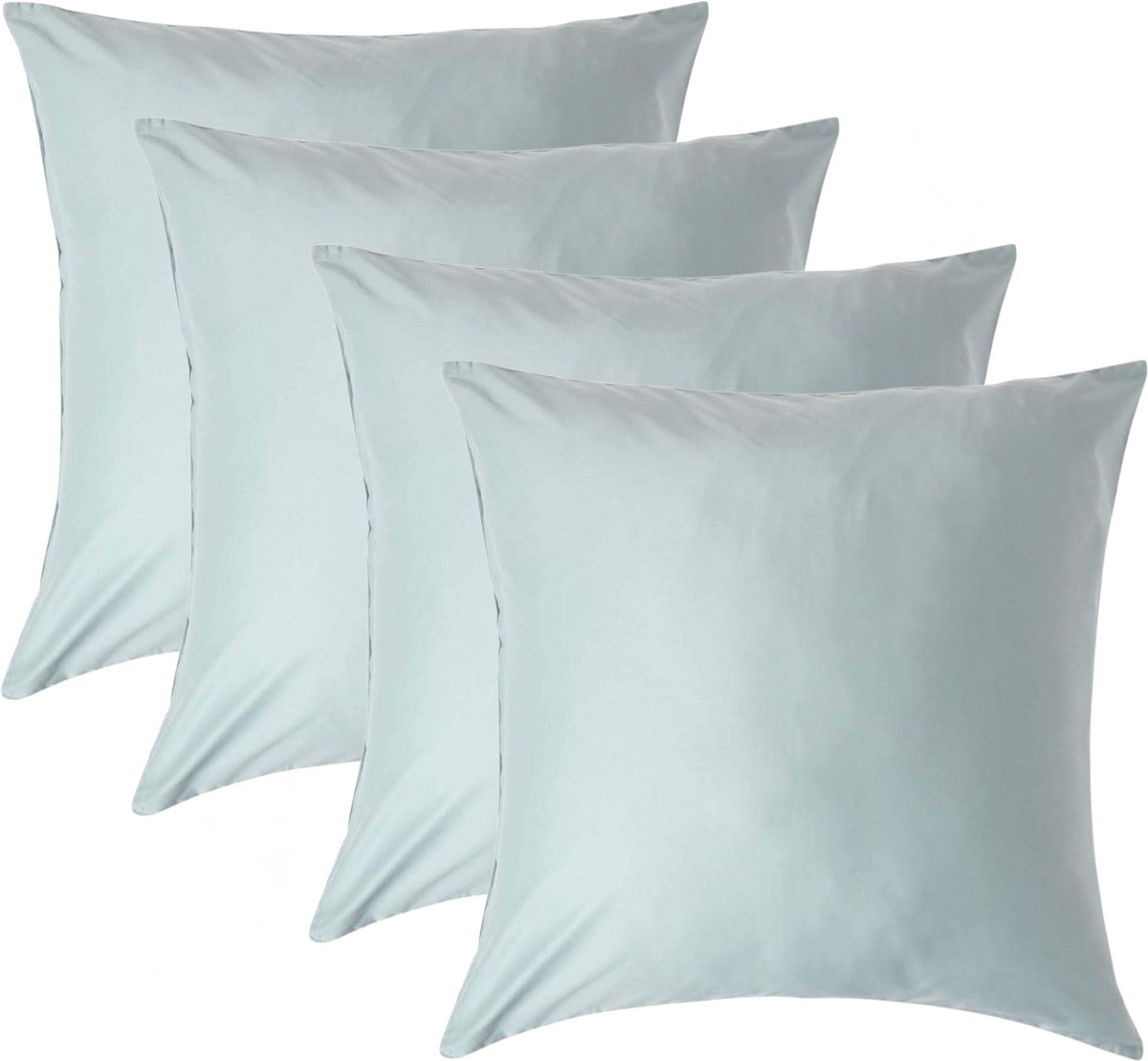 Homescapes Biologisch Kussensloop 80x80 cm – Set van 4 – Eendenei Blauw – 100% Egyptisch Katoen Satijn – Draaddichtheid 400