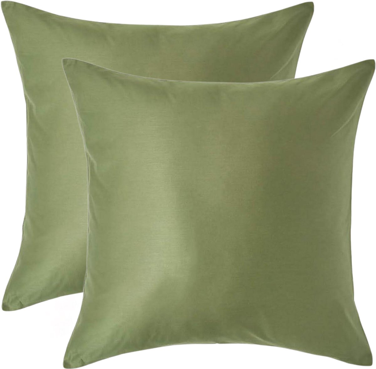 Homescapes Biologisch Kussensloop 40x40 cm – Set van 2 – Mosgroen – 100% Egyptisch Katoen Satijn – Draaddichtheid 400