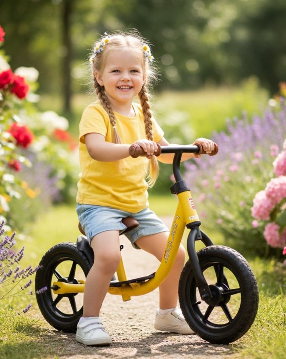 Sajan Loopfiets - Balance Bike - Jongens en Meisjes - Loopfiets 2 Jaar - Buitenspeelgoed - Mat-Oker — afbeelding 11