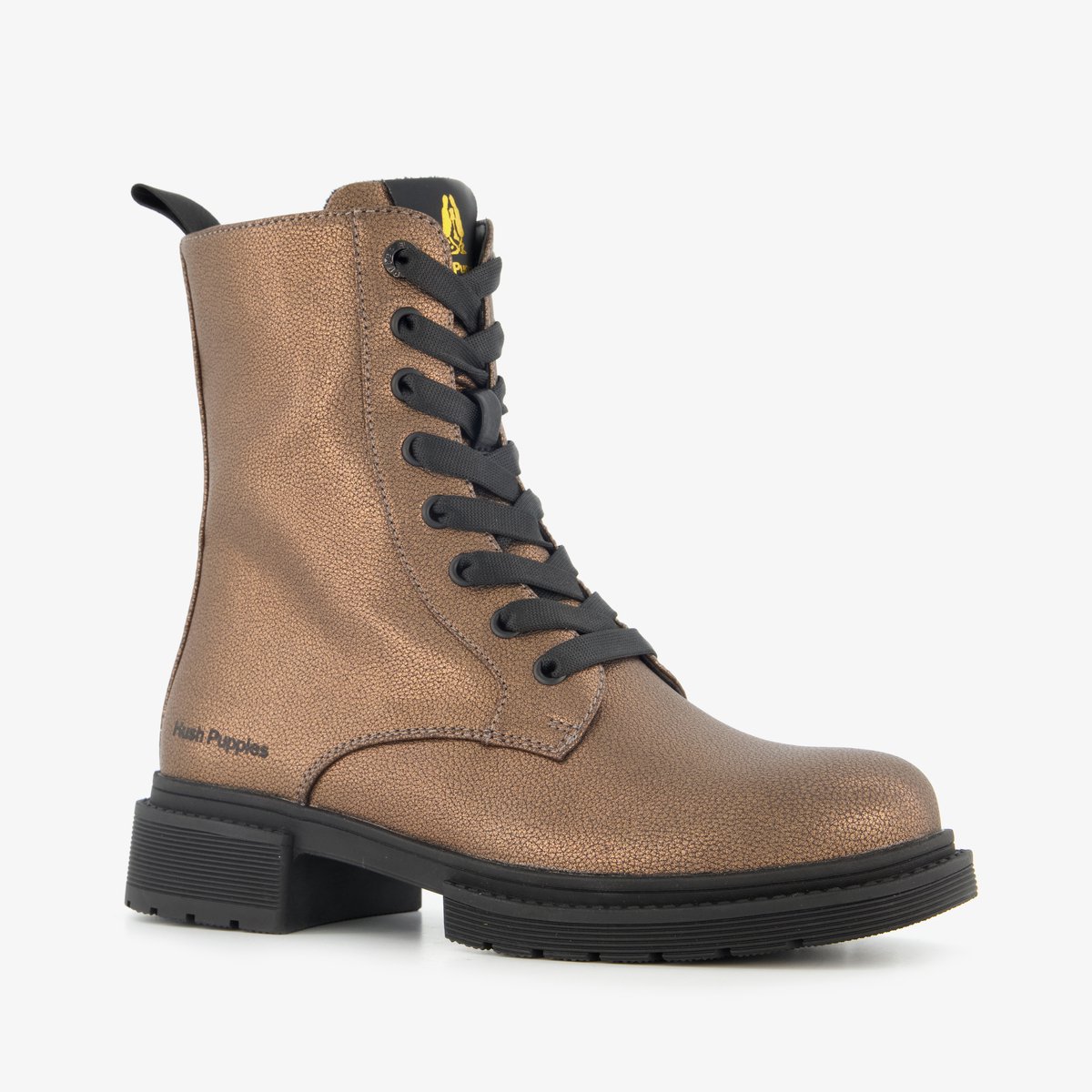 Hush Puppies dames veterboots brons - Zwart - Maat 42