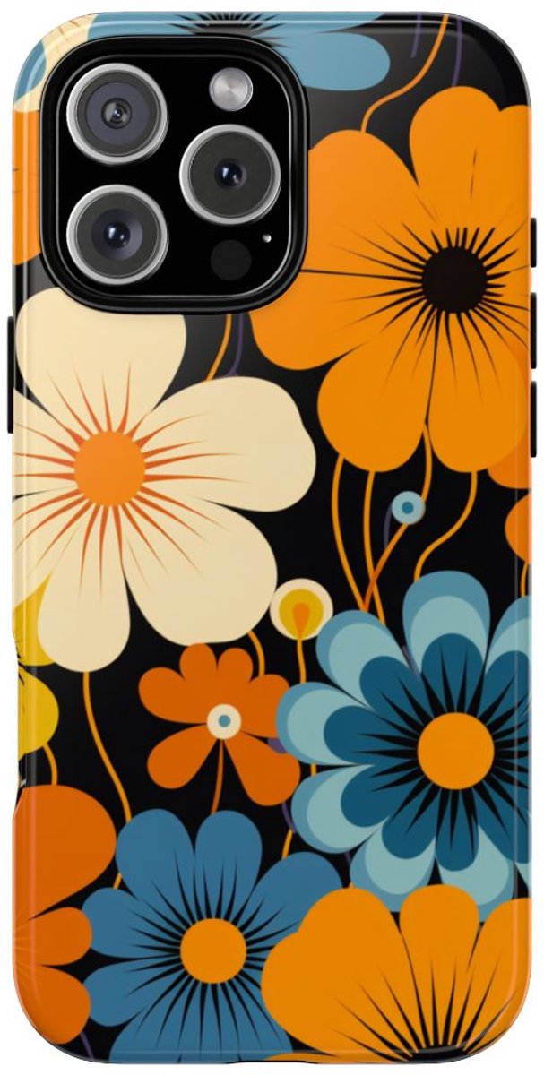 Gedurfd Retro Bloemenpatroon – Telefoonhoesje Geschikt voor iPhone 16 Pro Max