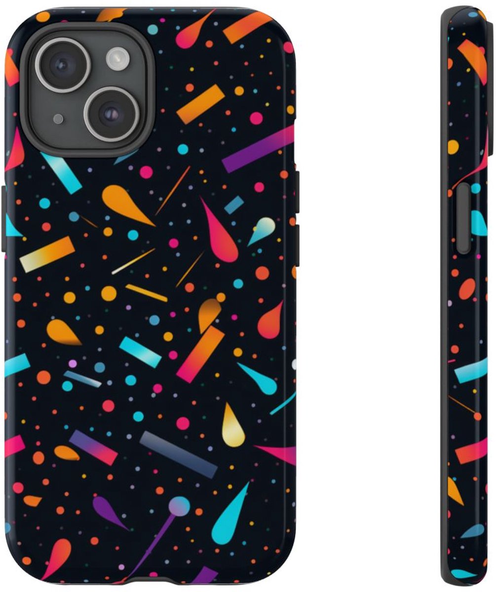 Kleurrijk Abstracte Vormenpatroon – Telefoonhoesje Geschikt voor iPhone 15