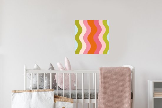 Muurstickers - Sticker Folie - Banen - Golven - Kleurrijk - Verticaal - 30x30 cm - Plakfolie - Muurstickers Kinderkamer - Zelfklevend Behang - Zelfklevend behangpapier - Stickerfolie