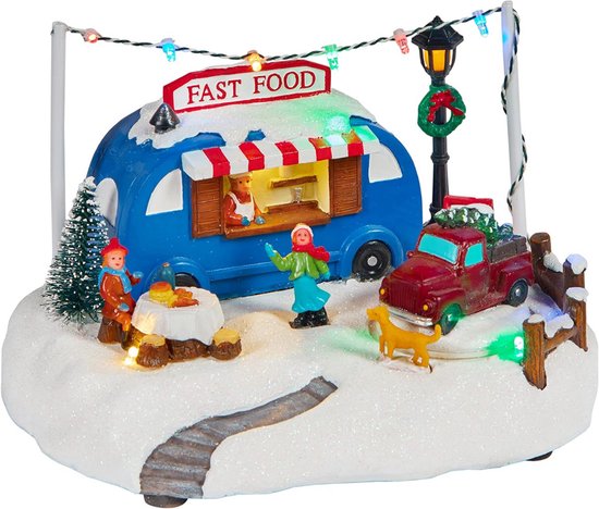 Goodivery® - Kerstdorp Basis - LED-Kerstdorp Snackkraam Kerstversiering Kerststad Verlicht Kerstdorp