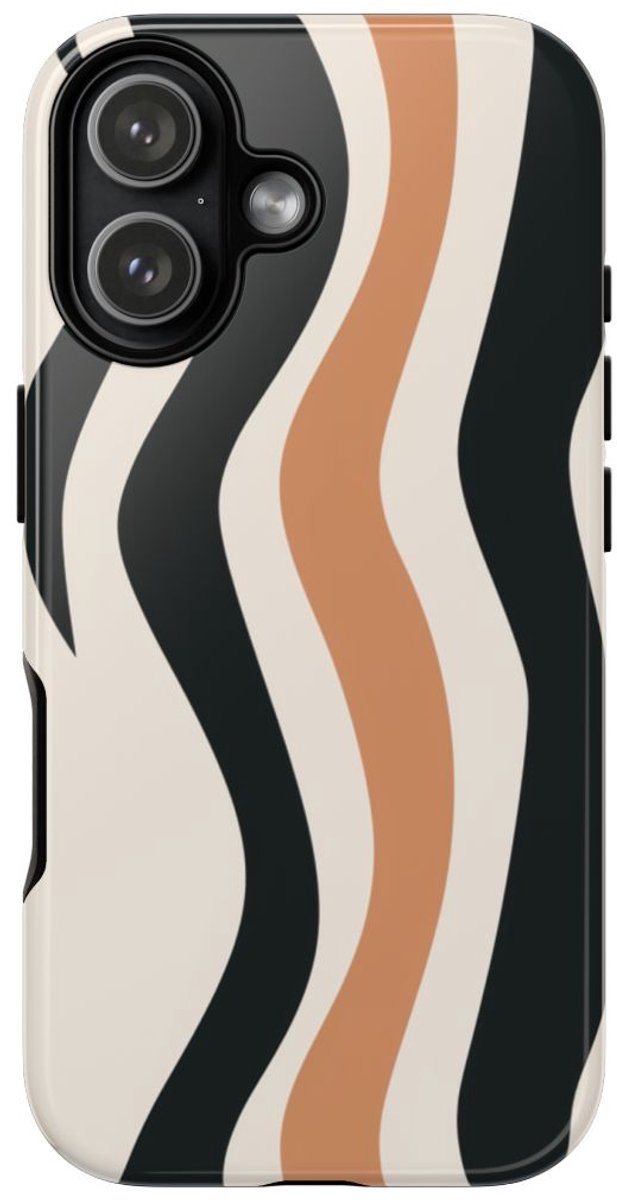 Golvende Abstracte Strepen in Glanzend Design – Telefoonhoesje Geschikt voor iPhone 17