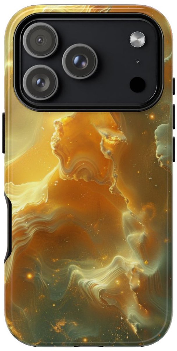 Gouden Nebula Abstract Design – Telefoonhoesje Geschikt voor iPhone 17 Pro
