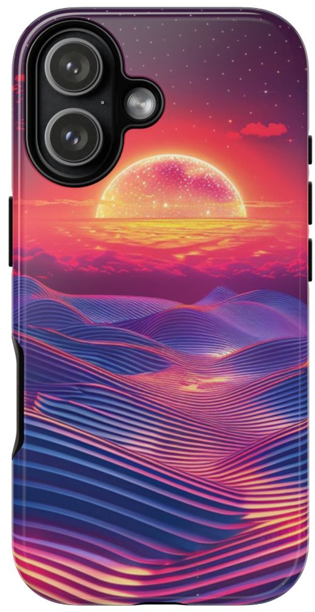 Levendige Zonsondergang met Abstracte Golven – Telefoonhoesje Geschikt voor iPhone 17