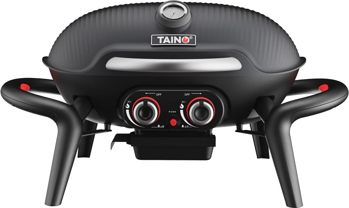 TAINO KENAI gasbarbecue - kleine tafelbarbecue buitenkeuken gegoten aluminium zwart