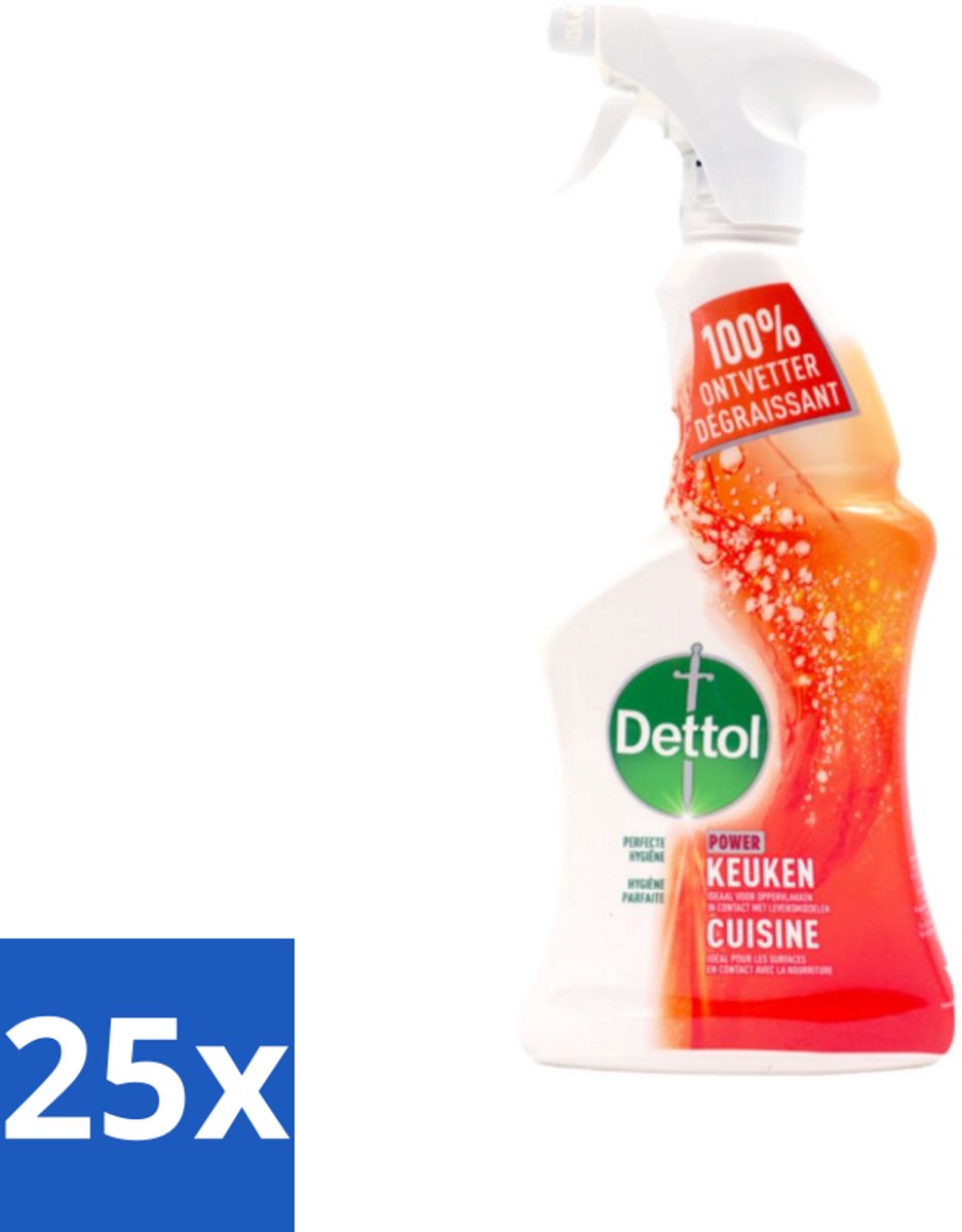 25 x Dettol Power Keukenreiniger Spray 500 ml - Keukenreiniger - Vetverwijderaar - Vuilverwijderaar - Hygiëne - Schone Keuken