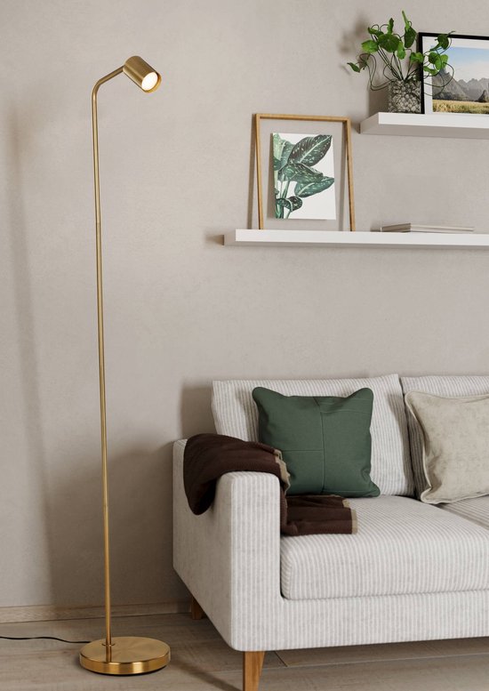 Vloerlamp 74667: Modern, Messing (kleur), Geschuurd, Metaal