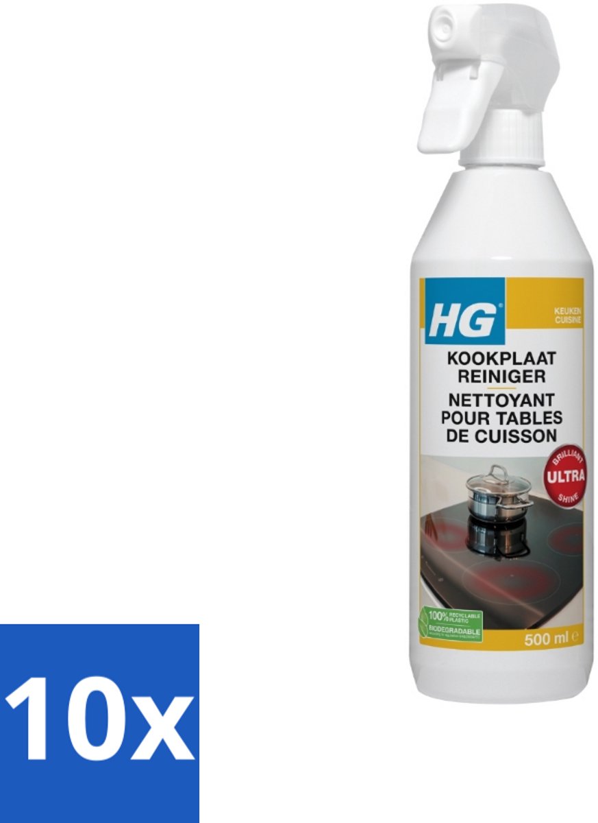 10 x HG Kookplaatreiniger 500 ml - Kookplaat Reinigen - Inductieplaat Reinigen - Keramische Kookplaat Reinigen - Vet Verwijderen - Kalkaanslag Verwijderen